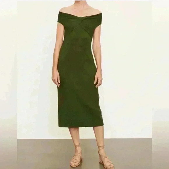 Vince Ribbed Twist Dress in Green (Size XL) NWT - Picture 2 of 8